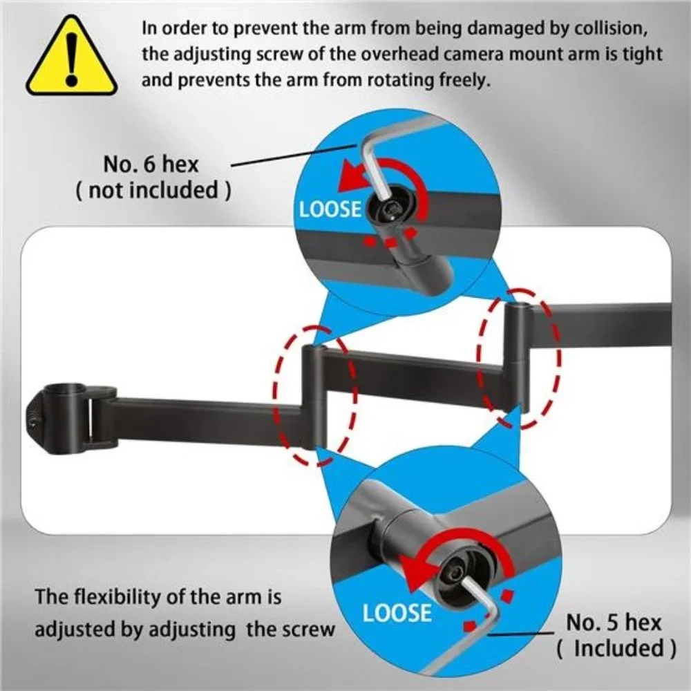 Heavy Desktop Overhead Camera Mount Rig Stand w/ Flexible Arm and 360° Ball Head